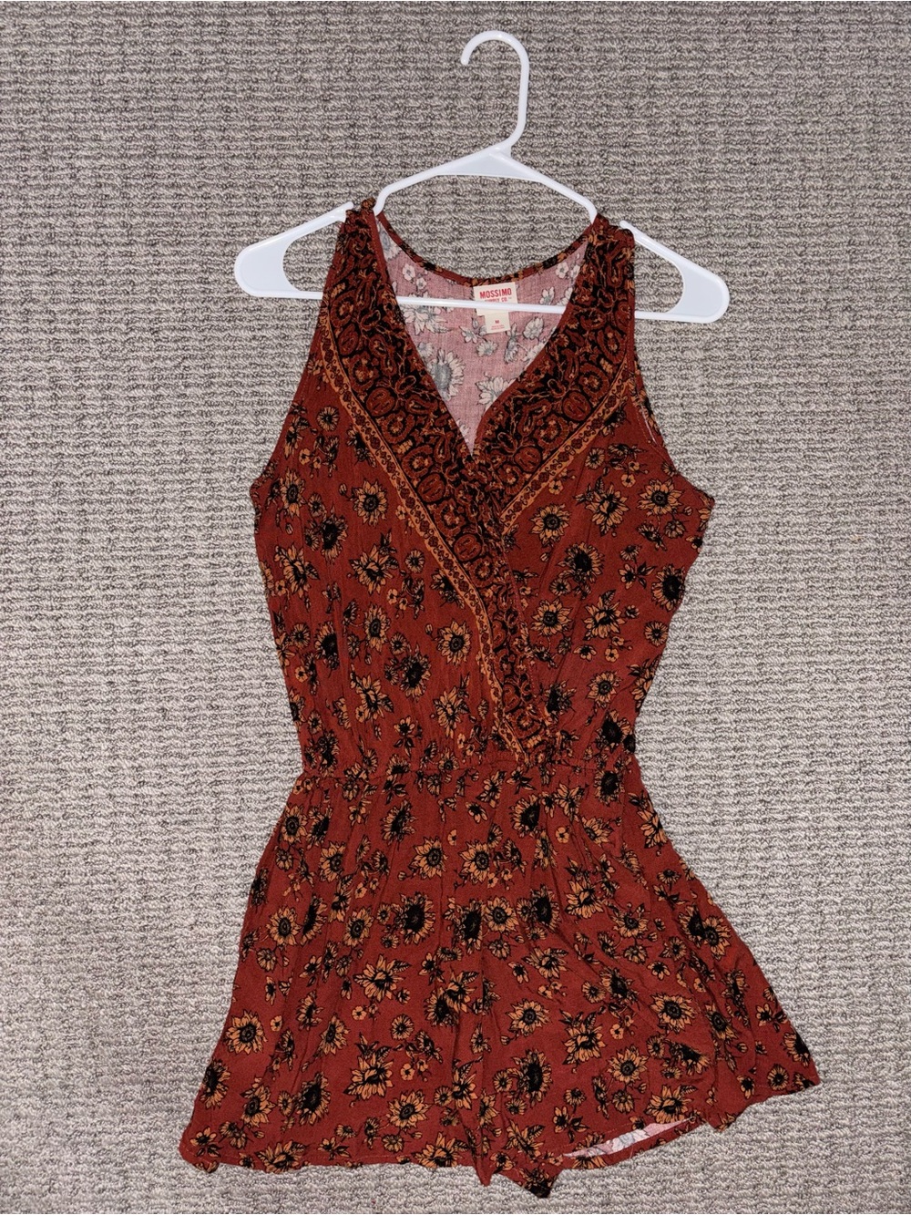 Mossimo Supply Co. Rust Floral Sleeveless Romper Dress - Size M